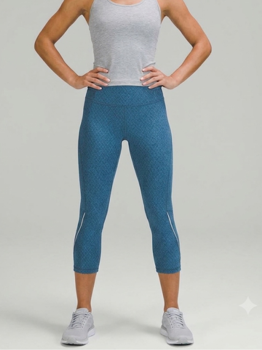 KYODAN Blue Geo Print Thick Cropped Leggings